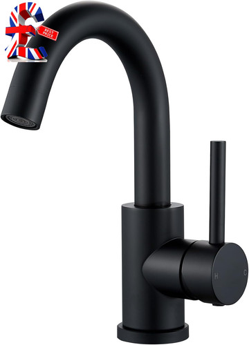 Black basin mixer tap 360 - black, 360°