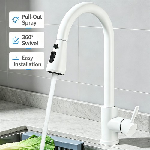 White kitchen mixer - white, pull