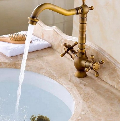 Antique brass swivel spout - brass,