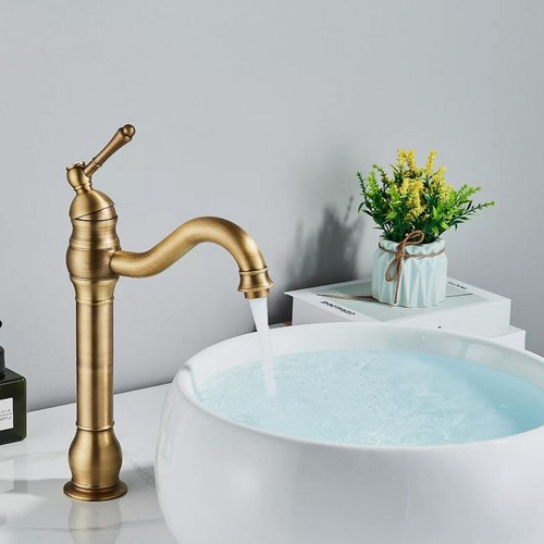 Antique brass swivel spout - brass,